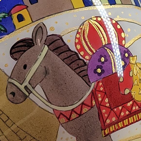 Reverse Painted Glass Ornament Handcrafted 6" Nativity Scene Christmas Village - Picture 15 of 16